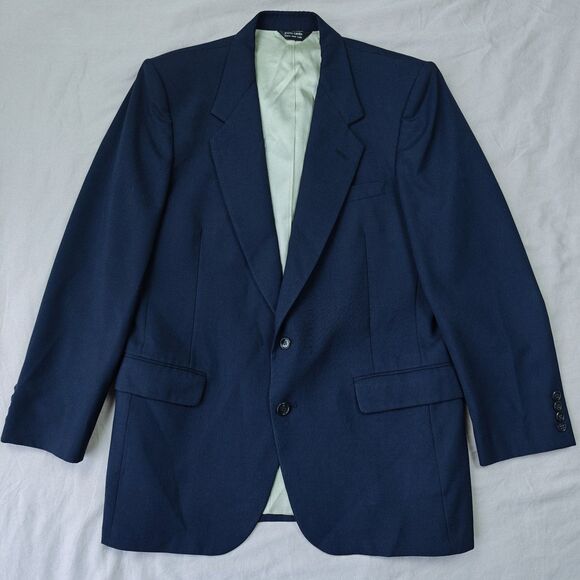 Pierre Cardin x Wallachs Blazer Men's 42R Navy Blue Two Button Vintage - Picture 1 of 11
